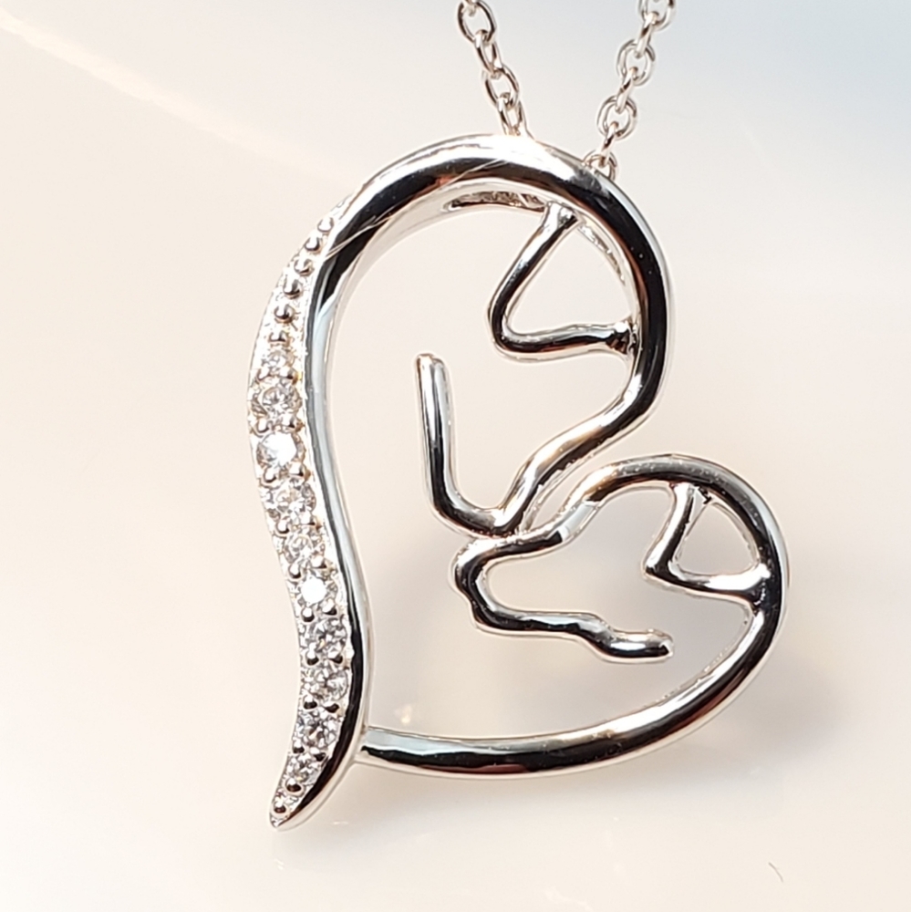 NEW Diamond Sterling Heart Pals Necklace